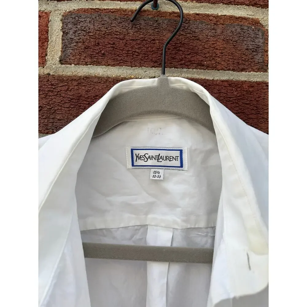 Vintage Yves Saint Laurent White Dress Shirt Men’s 15.5 32/33 Medium Button Up - Picture 2 of 7